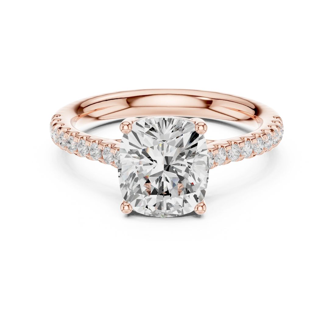 Cushion-Cut Diamond Engagement Ring with Split Shank