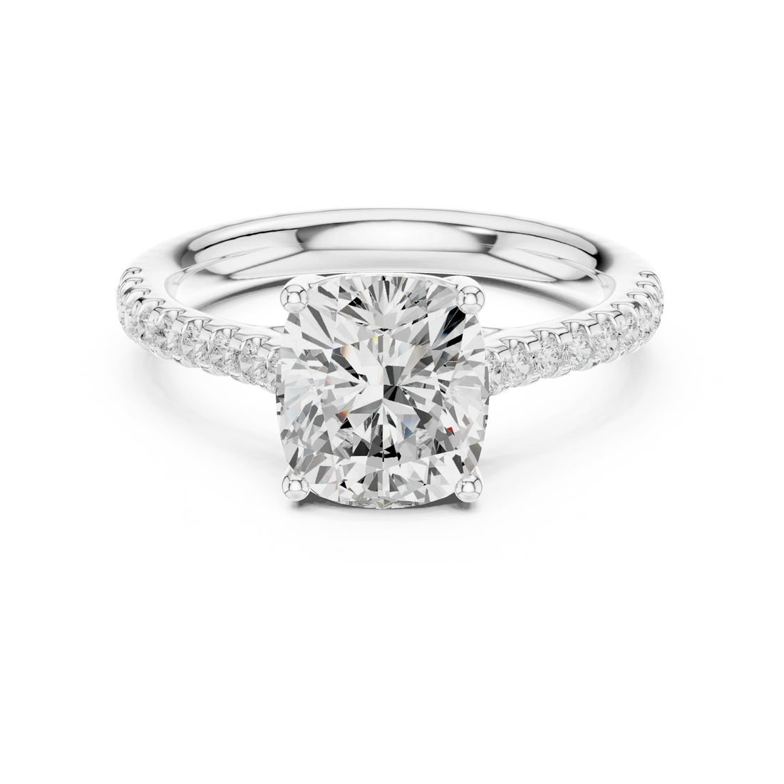 Cushion-Cut Diamond Engagement Ring with Split Shank