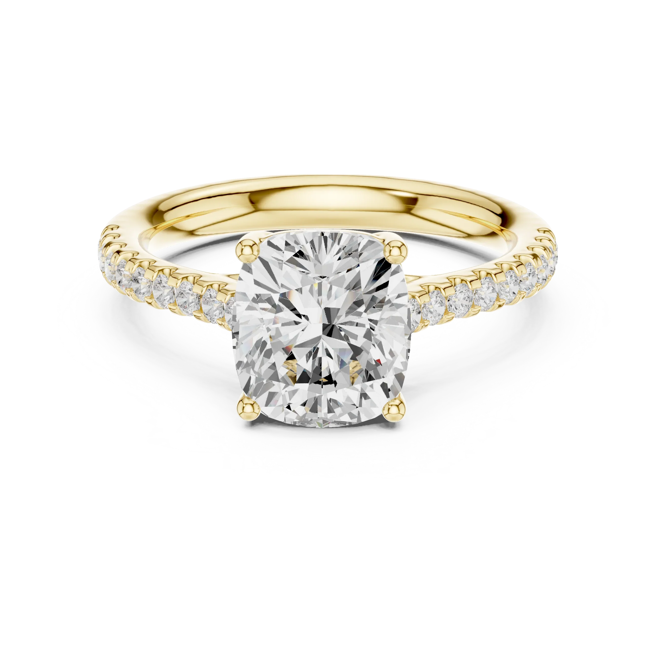 Cushion-Cut Diamond Engagement Ring with Split Shank