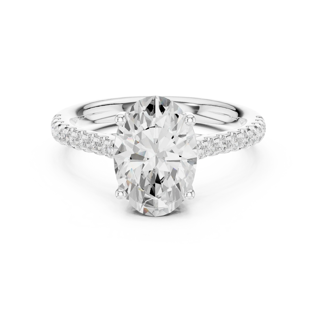 Oval-Cut Diamond Engagement Ring with Split Shank