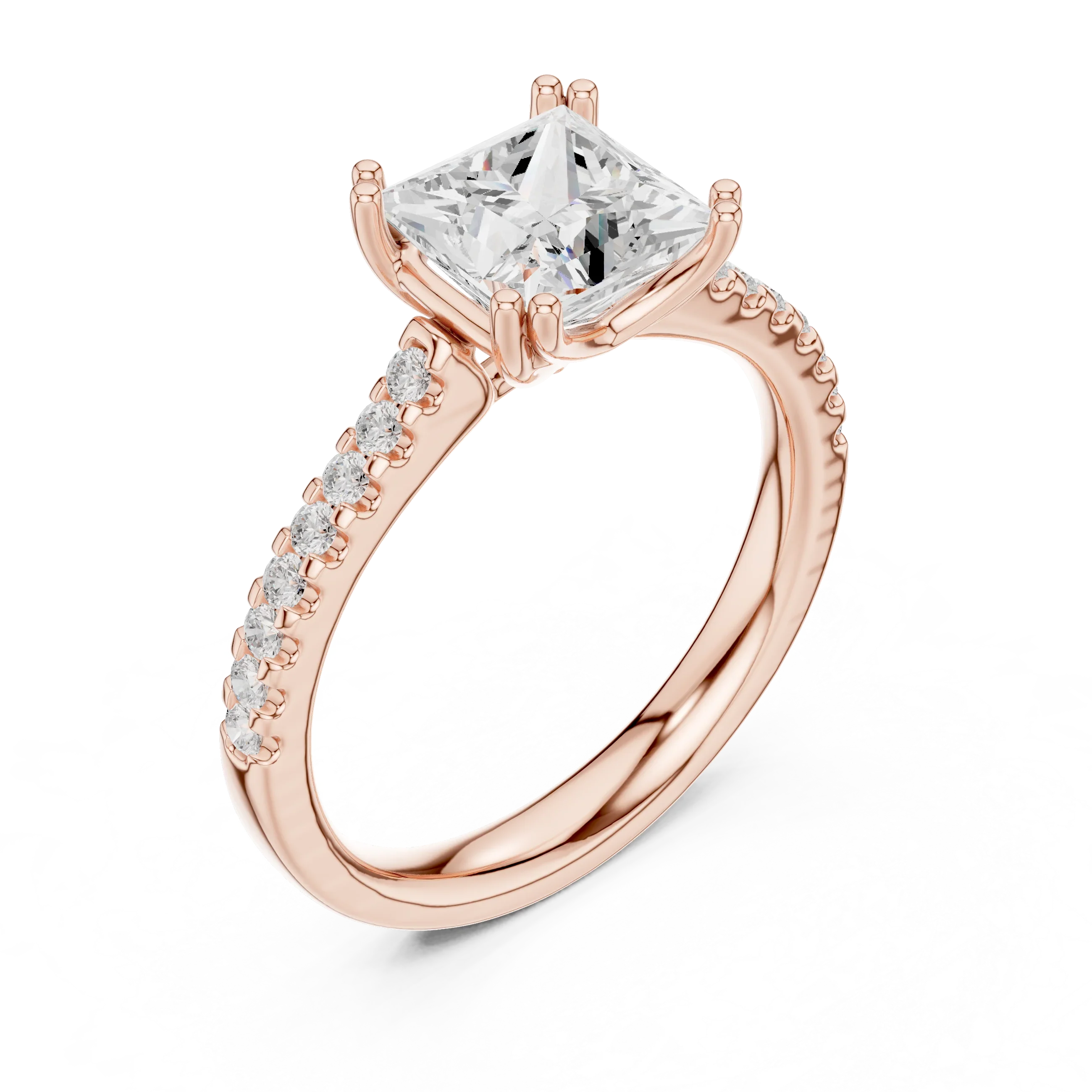 Princess-Cut Diamond Engagement Ring with Split Shank