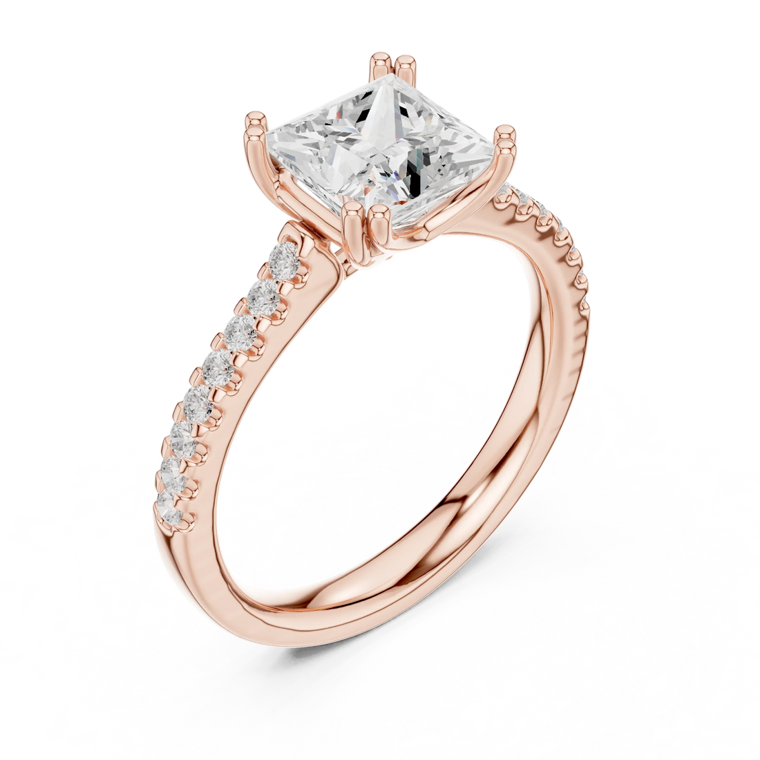 Princess-Cut Diamond Engagement Ring with Split Shank