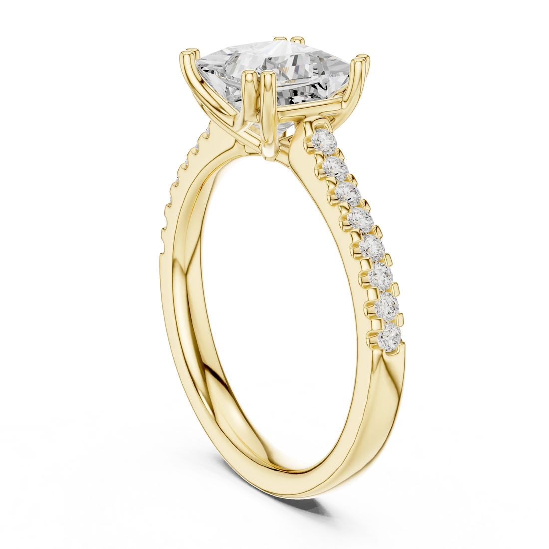 Princess-Cut Diamond Engagement Ring with Split Shank