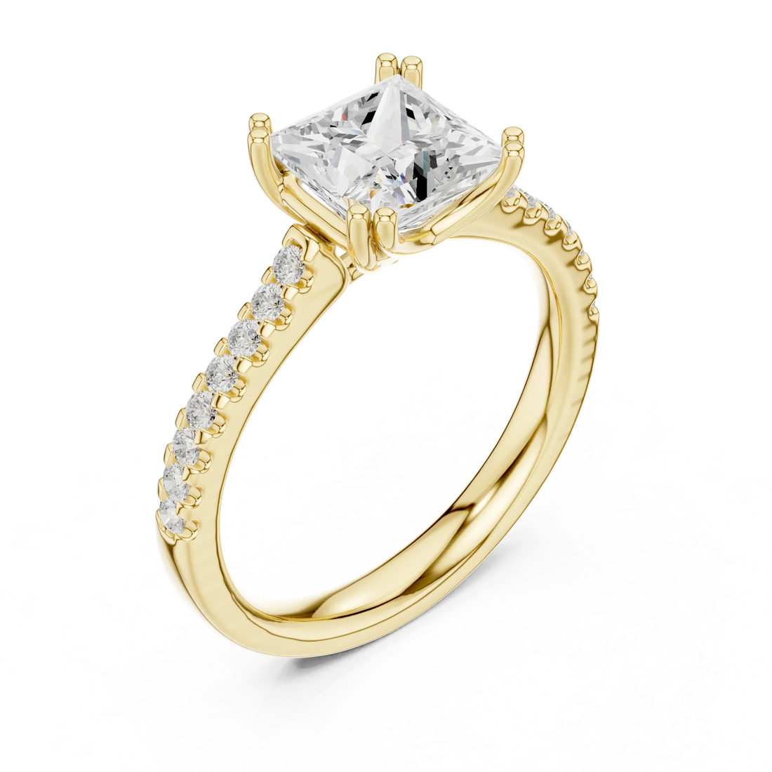 Princess-Cut Diamond Engagement Ring with Split Shank