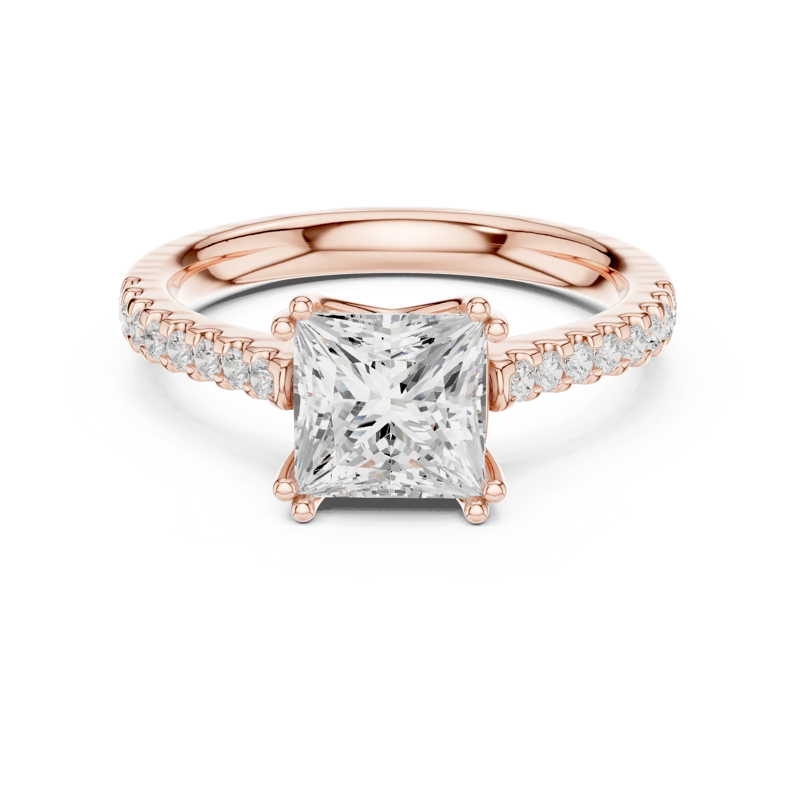 Princess-Cut Diamond Engagement Ring with Split Shank