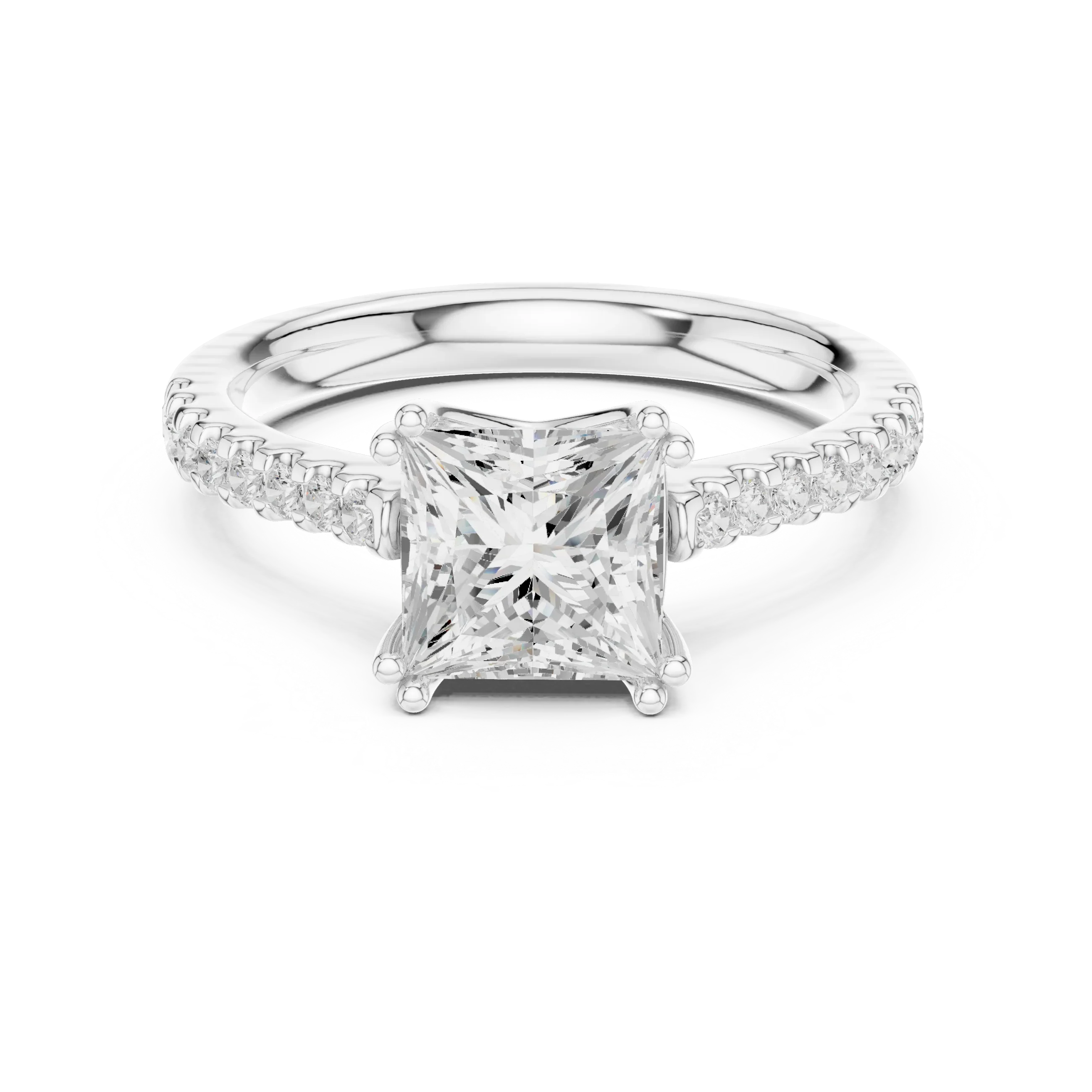 Princess-Cut Diamond Engagement Ring with Split Shank