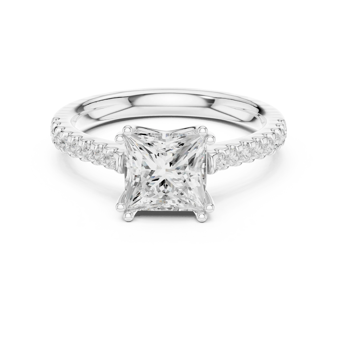 Princess-Cut Diamond Engagement Ring with Split Shank