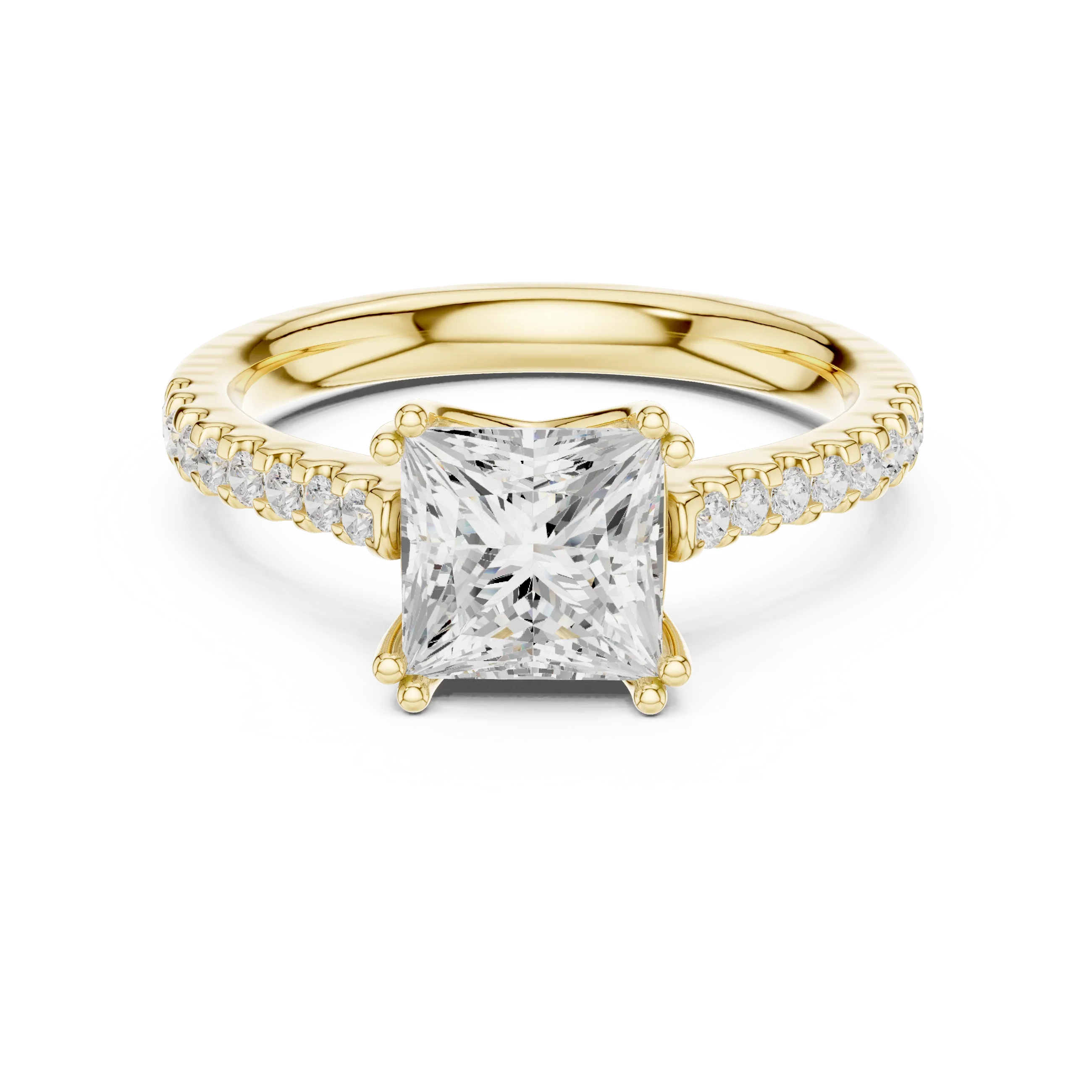 Princess-Cut Diamond Engagement Ring with Split Shank