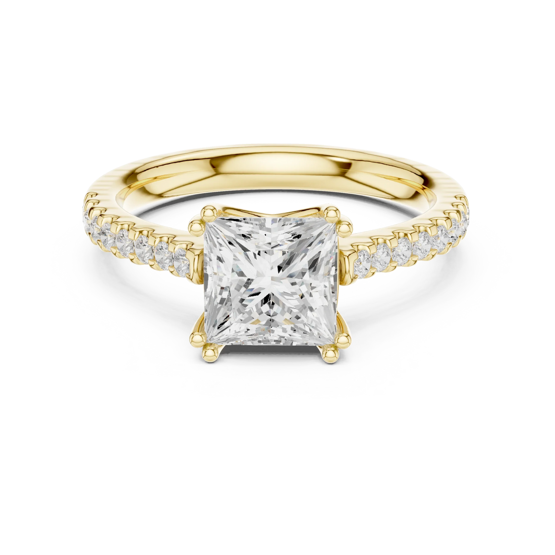 Princess-Cut Diamond Engagement Ring with Split Shank