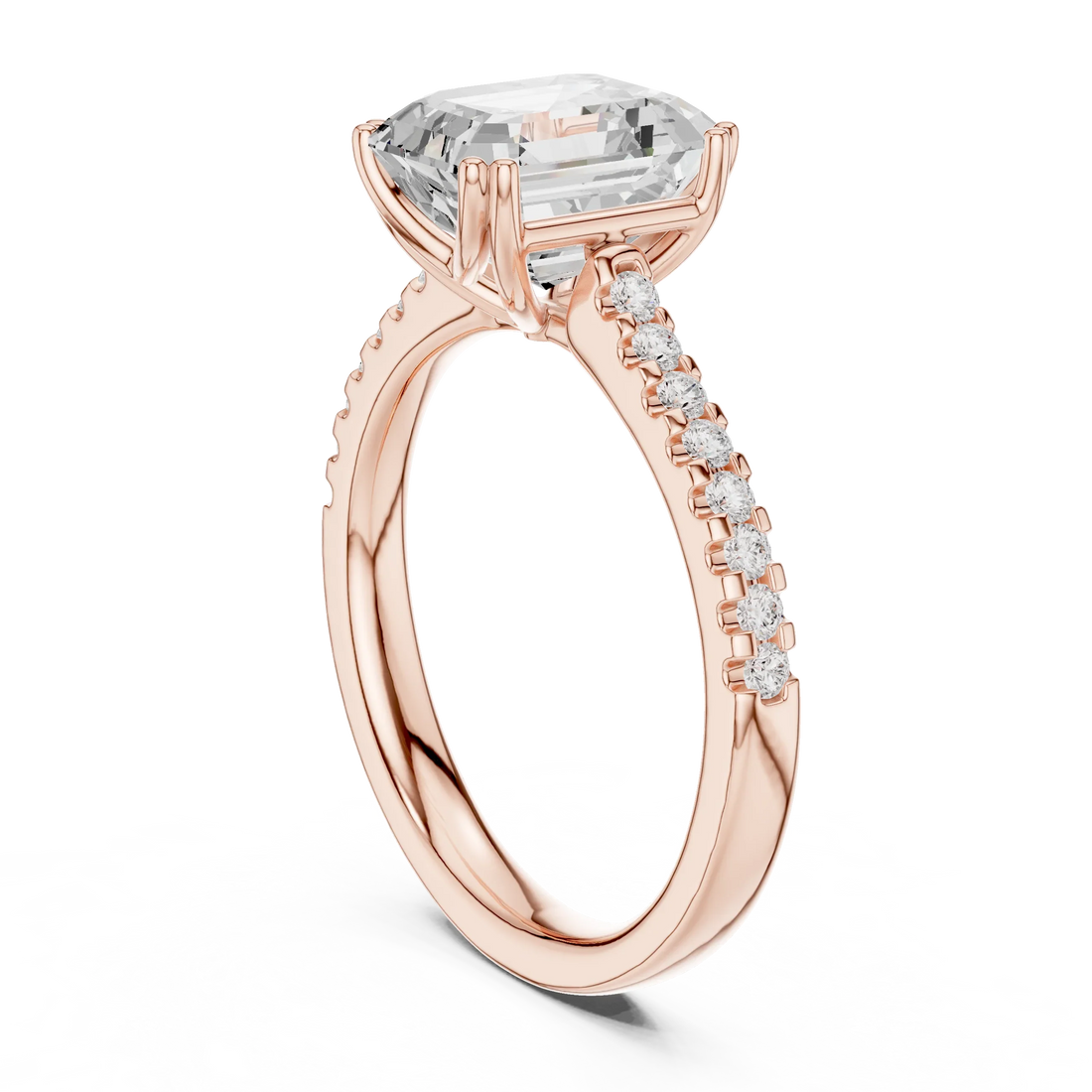 Emerald-Cut Diamond Engagement Ring with Split Shank