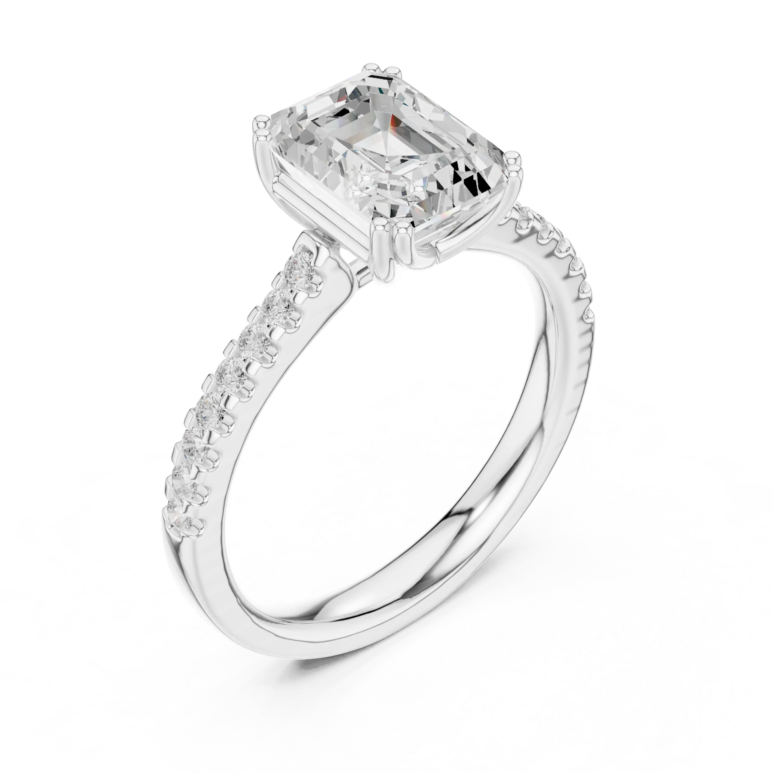 Emerald-Cut Diamond Engagement Ring with Split Shank