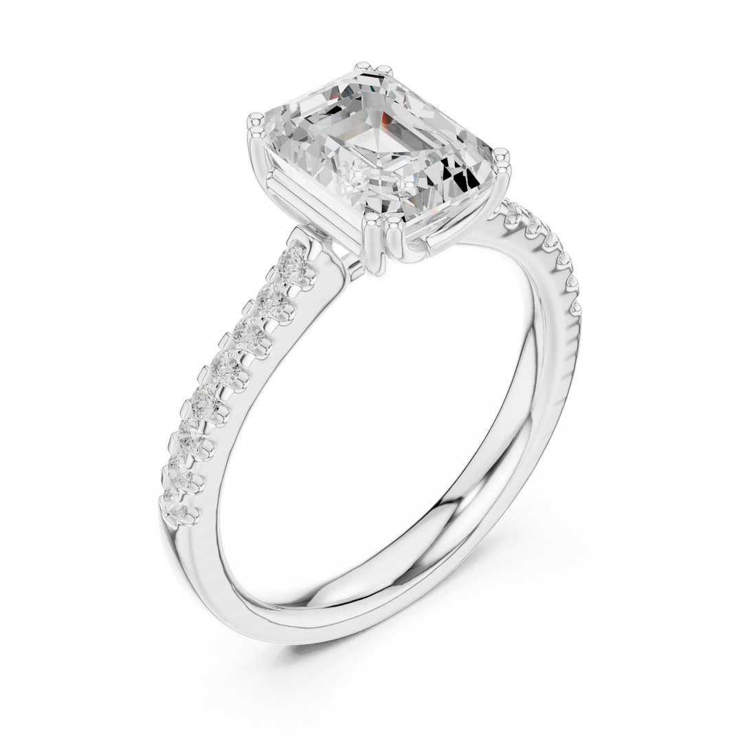 Emerald-Cut Diamond Engagement Ring with Split Shank