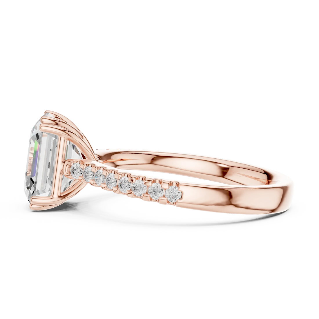 Emerald-Cut Diamond Engagement Ring with Split Shank