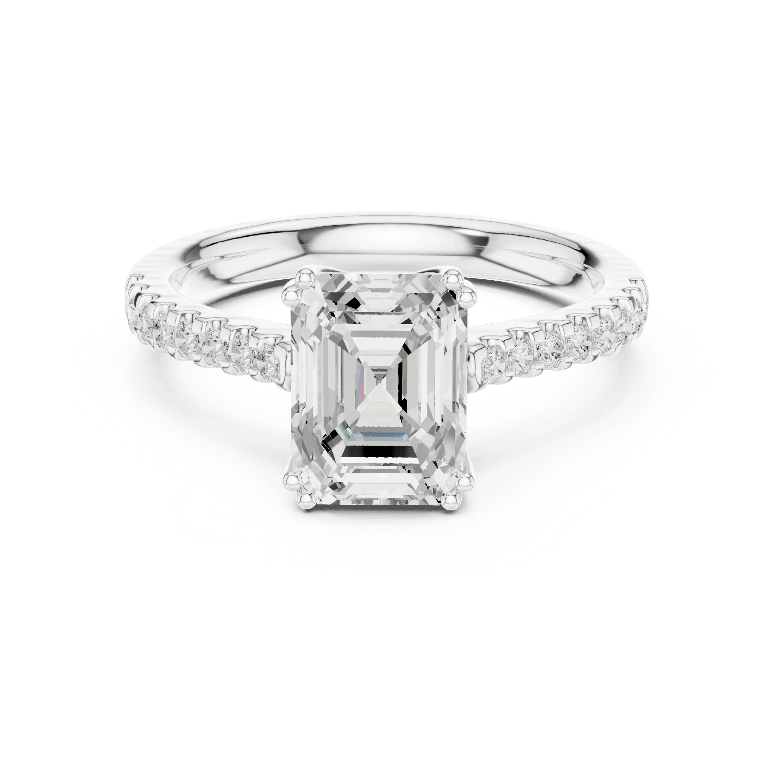 Emerald-Cut Diamond Engagement Ring with Split Shank