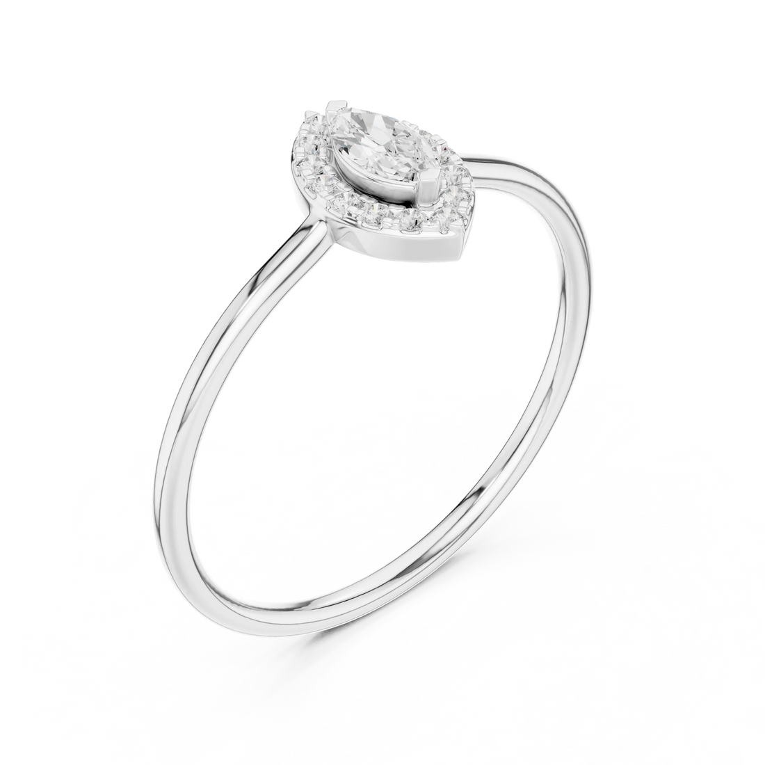Marquise-Cut Diamond Halo Engagement Ring