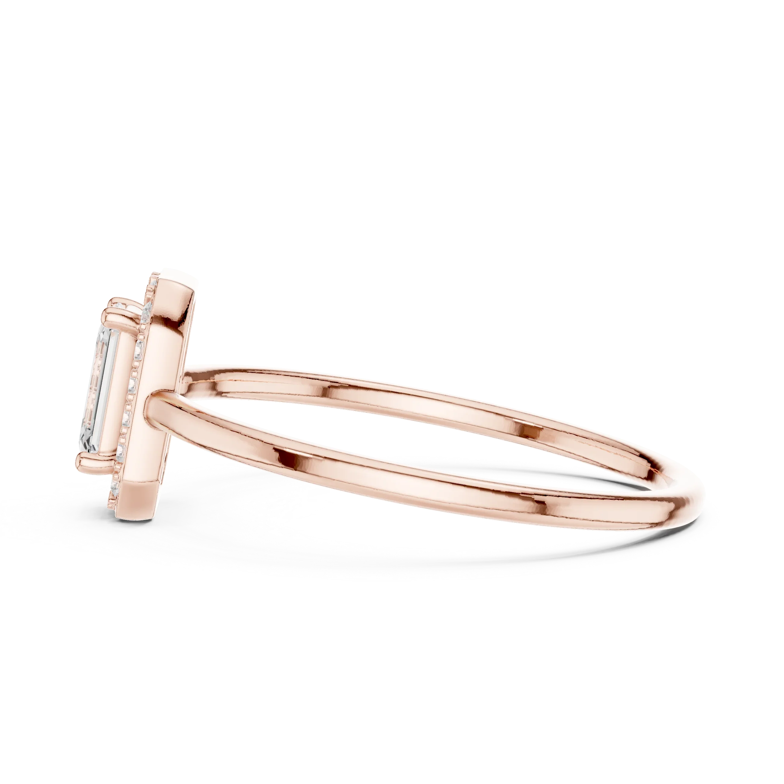 Emerald-Cut Diamond Halo Engagement Ring