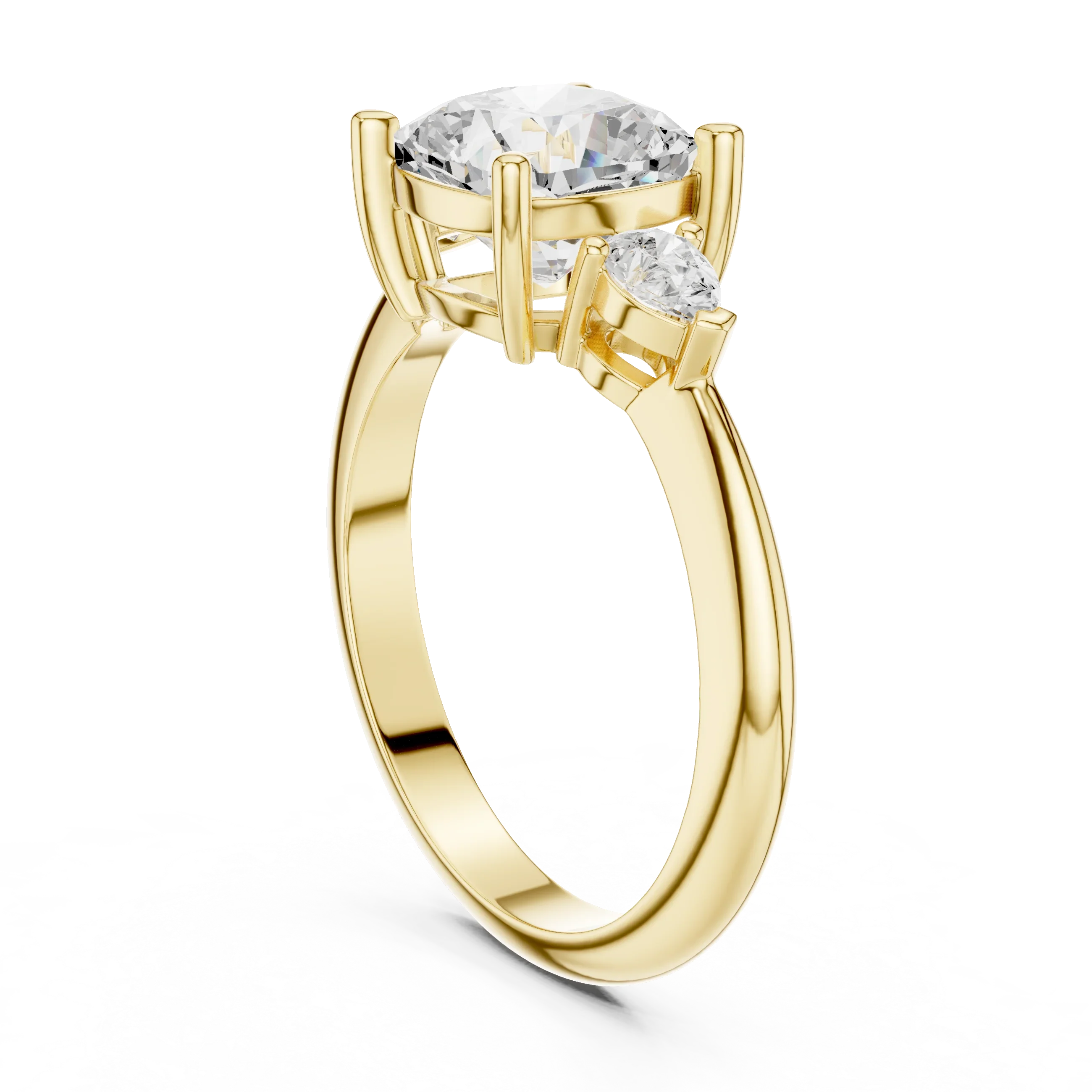 Cushion Diamond Solitaire Engagement Ring with Hidden Side Accent