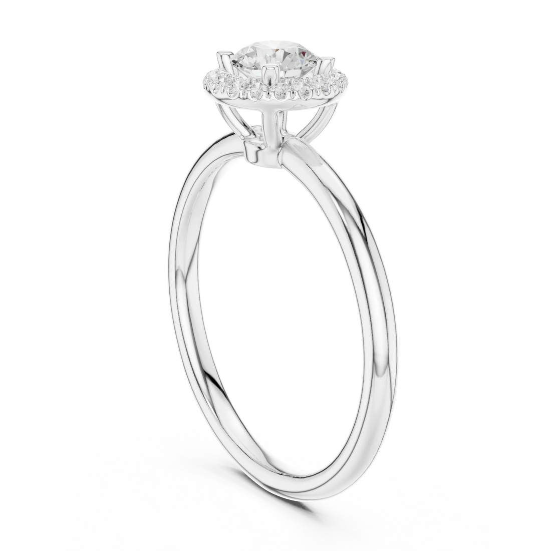 Round Diamond Halo Engagement Ring