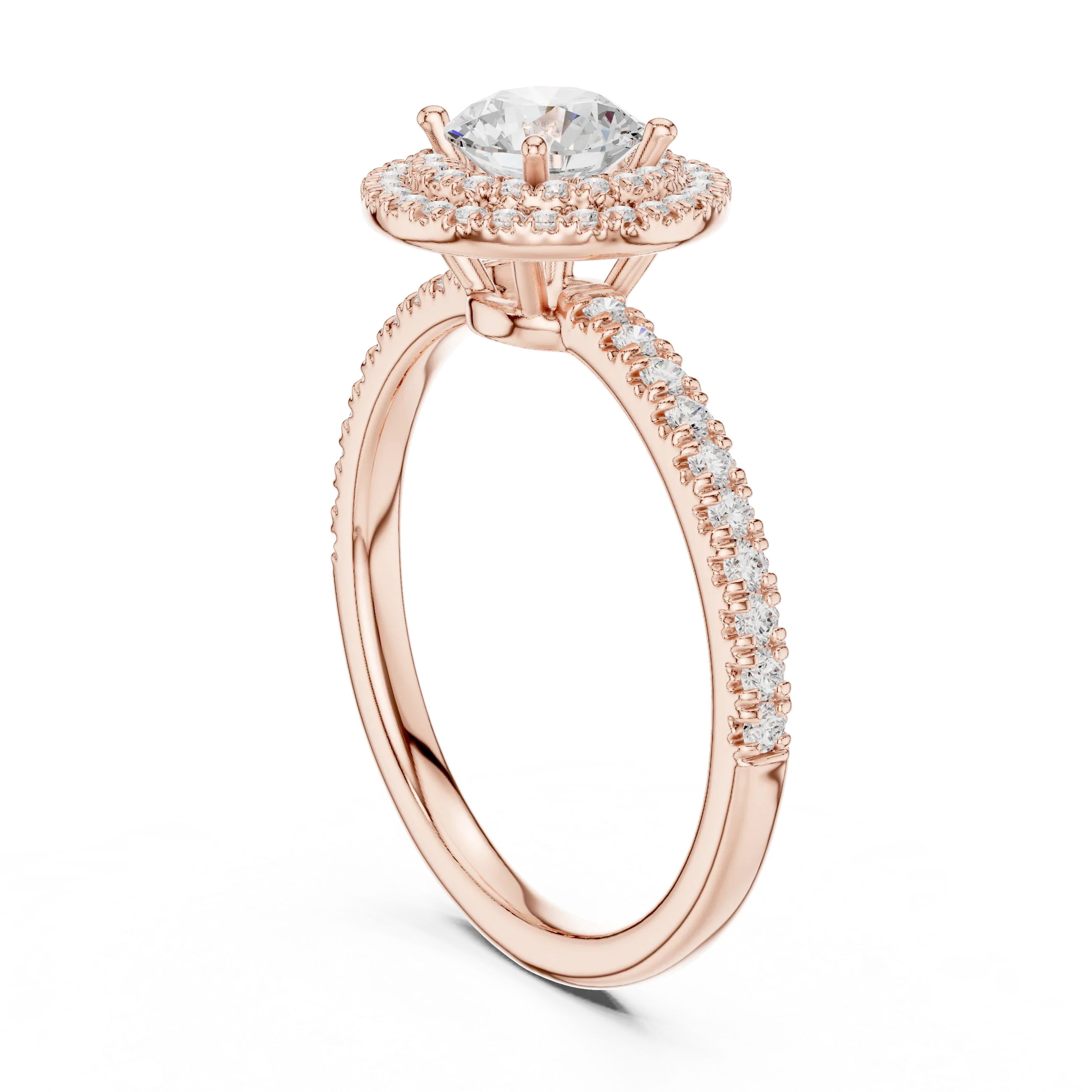 Round Diamond Double Halo Engagement Ring