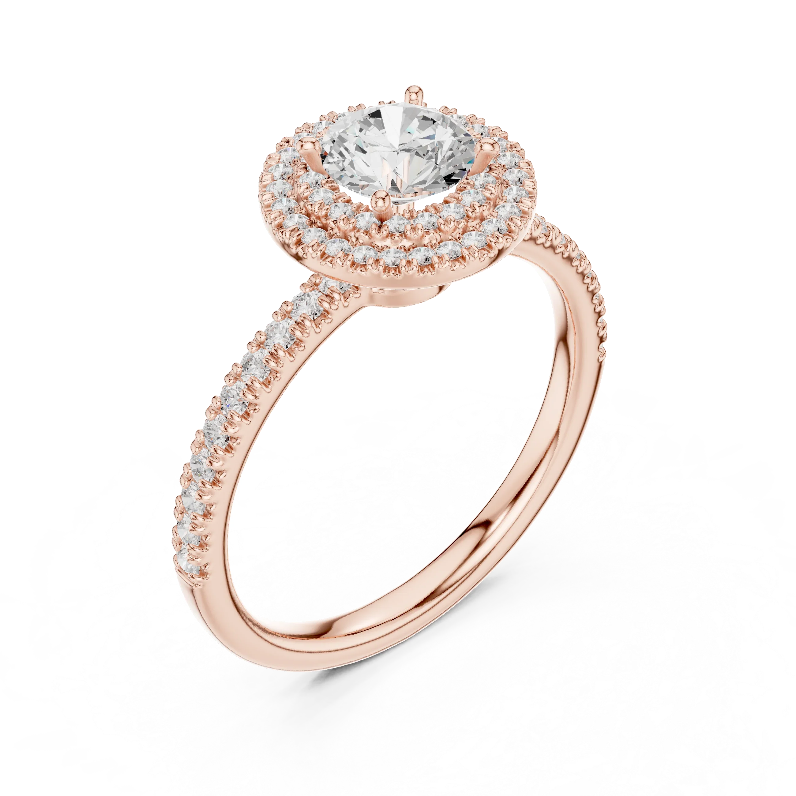 Round Diamond Double Halo Engagement Ring