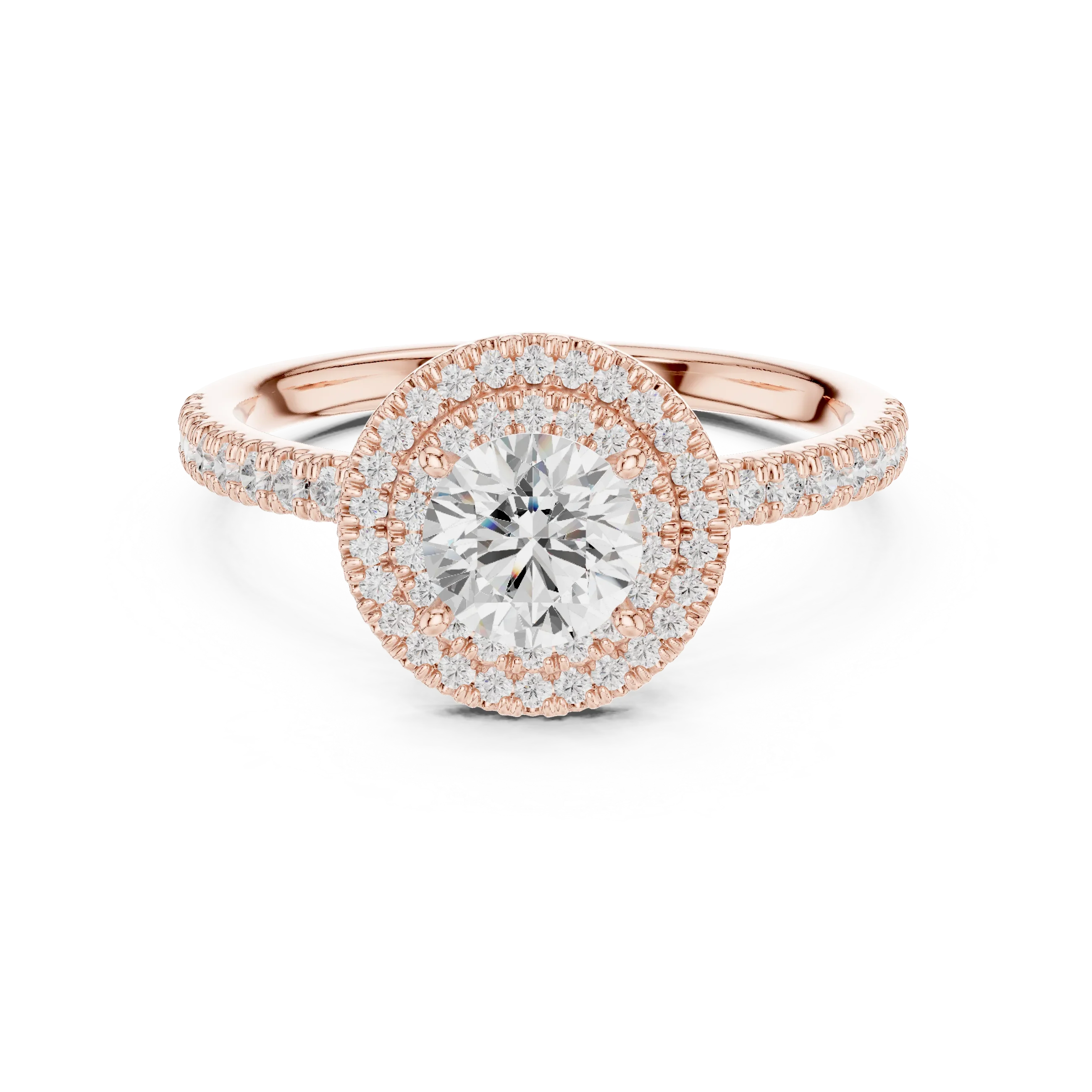 Round Diamond Double Halo Engagement Ring