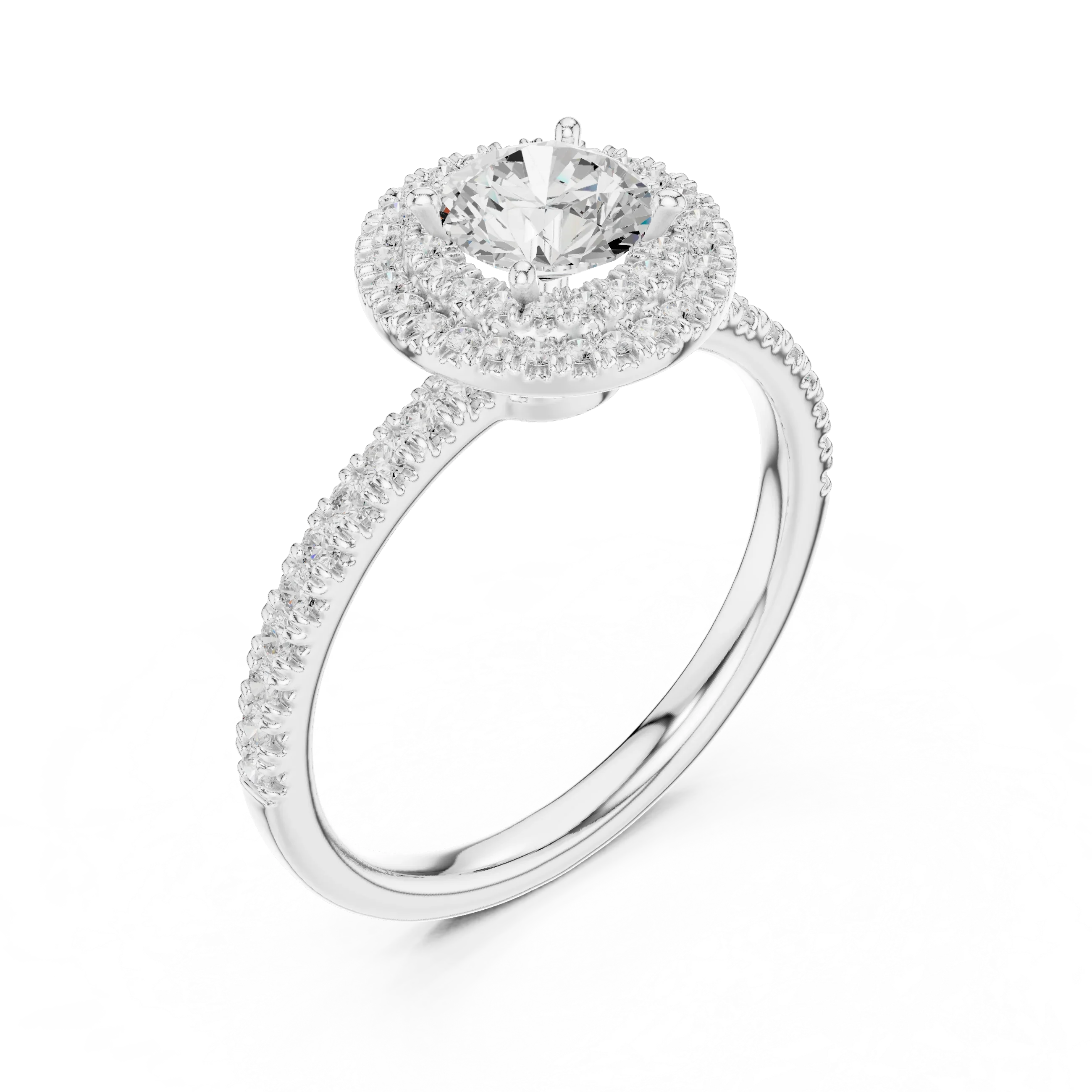 Round Diamond Double Halo Engagement Ring