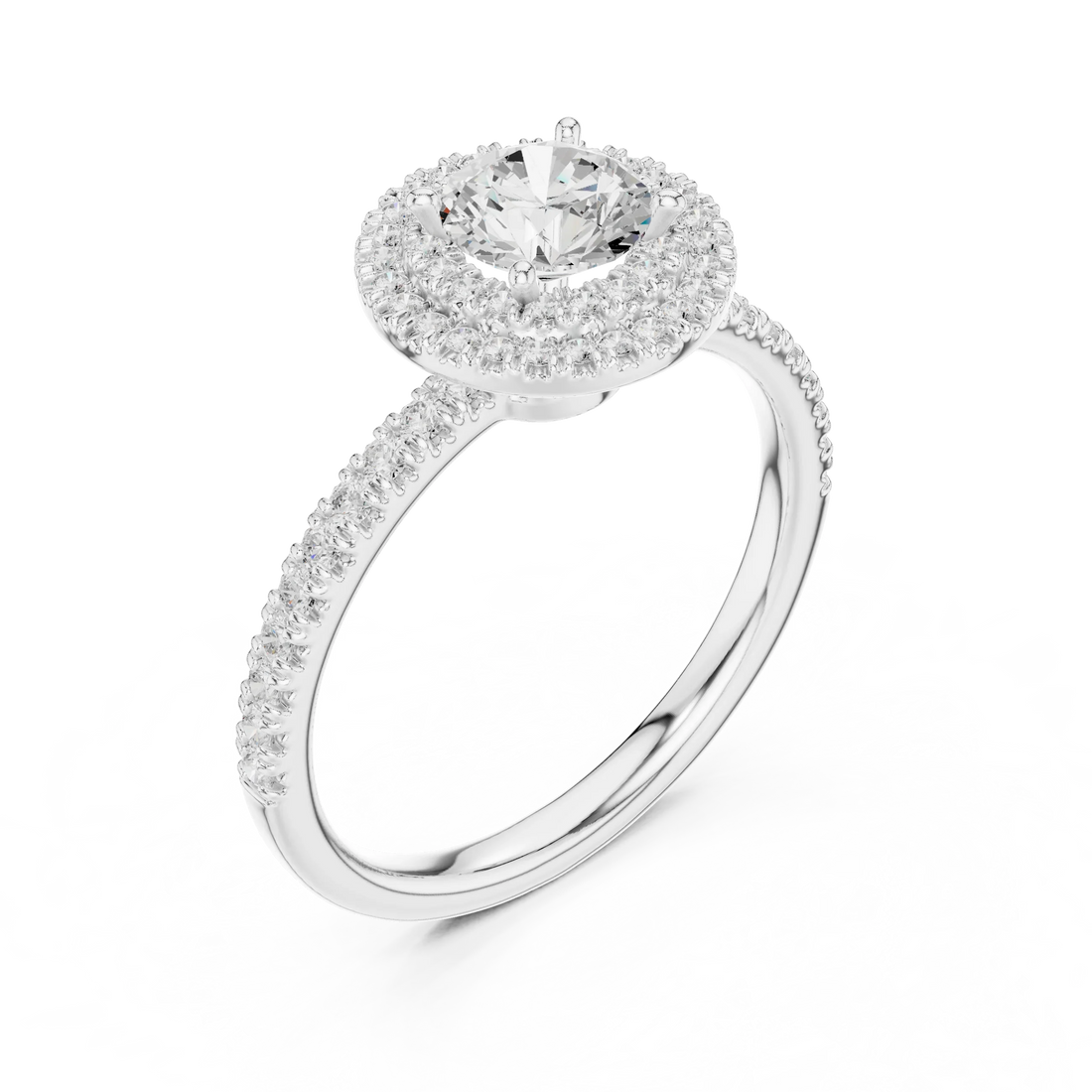 Round Diamond Double Halo Engagement Ring