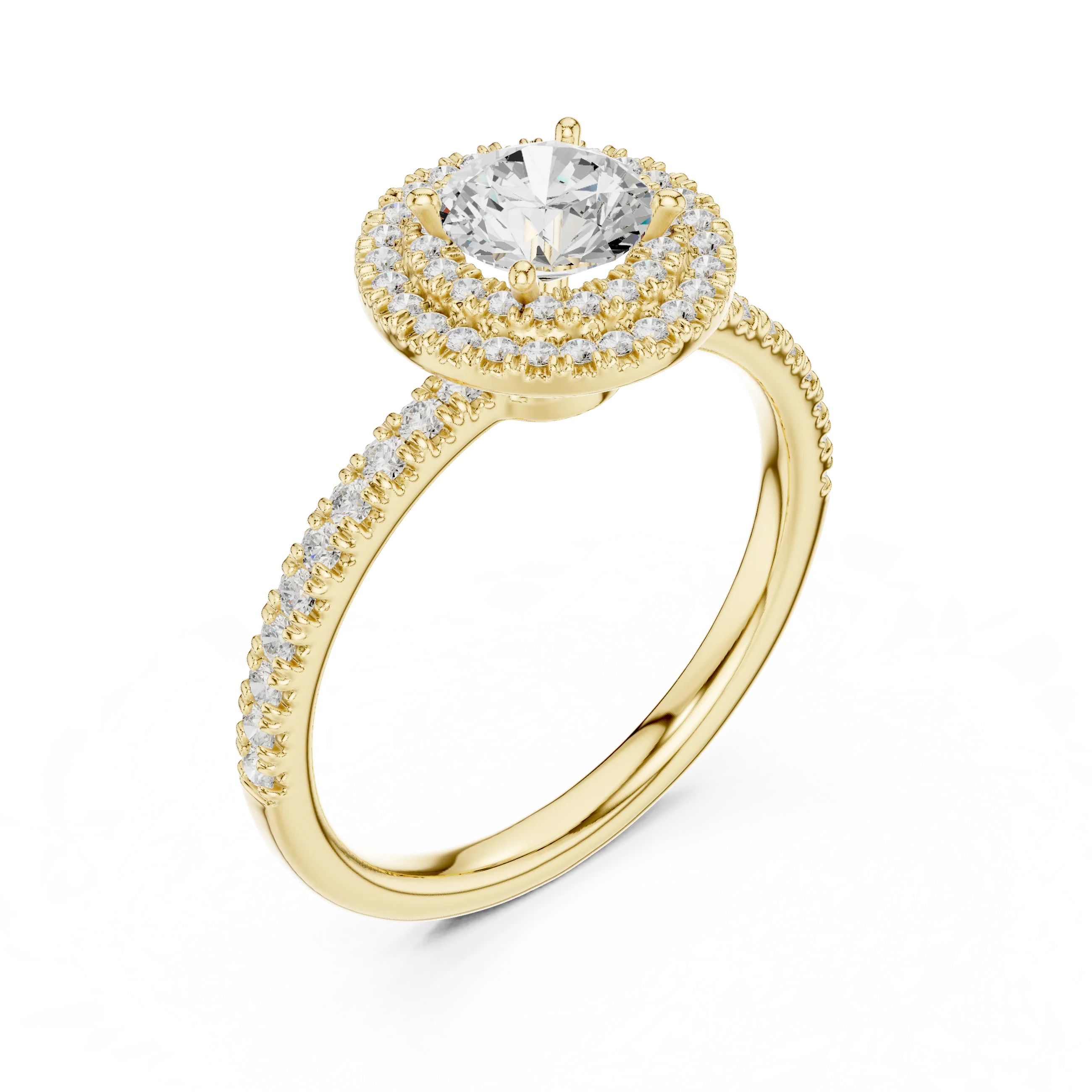 Round Diamond Double Halo Engagement Ring