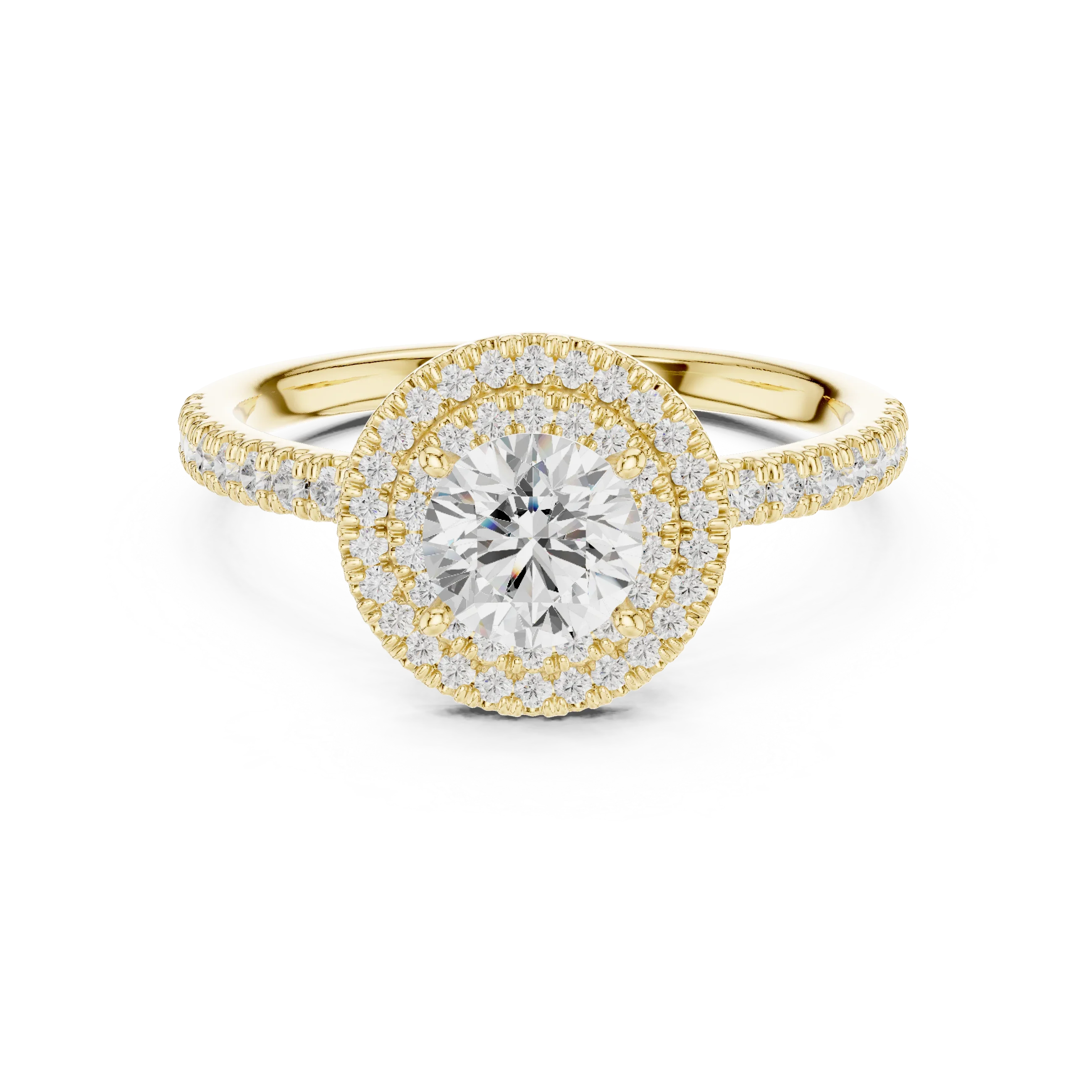 Round Diamond Double Halo Engagement Ring
