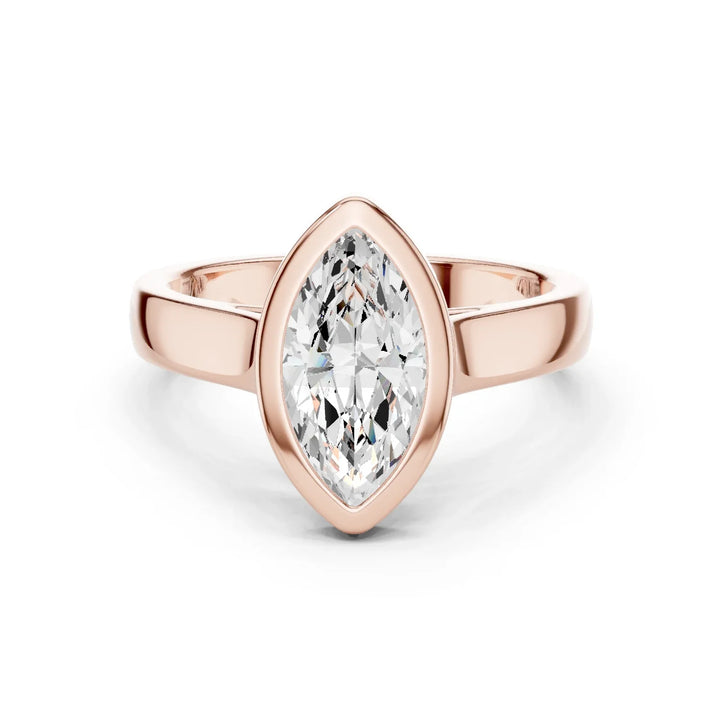 Marquise Cut Diamond Bezel Solitaire Engagement Ring