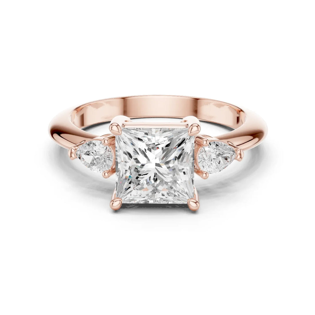 Princess Diamond Solitaire Engagement Ring with Hidden Side Accent