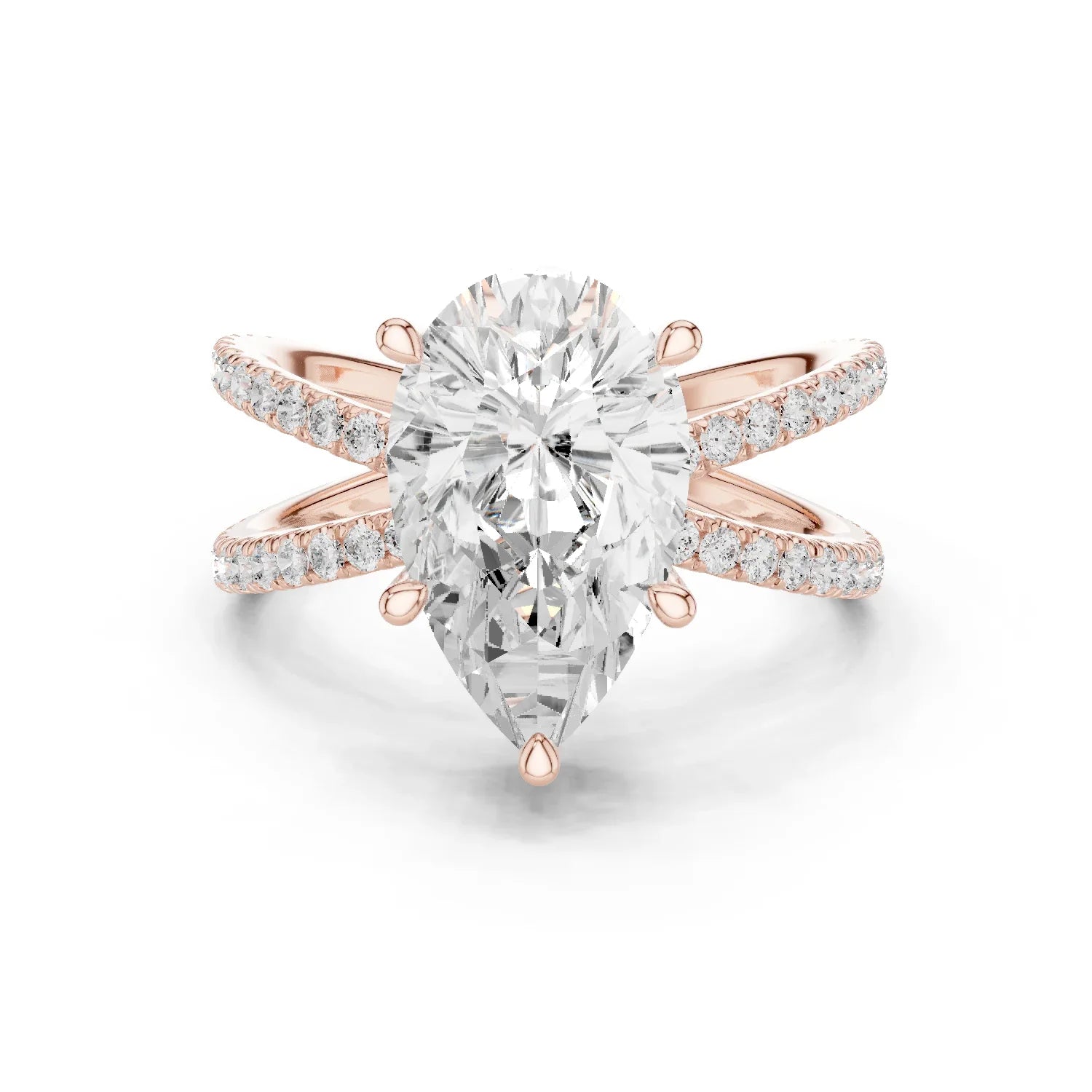 Pear Cut Diamond Split Shank Engagement Ring