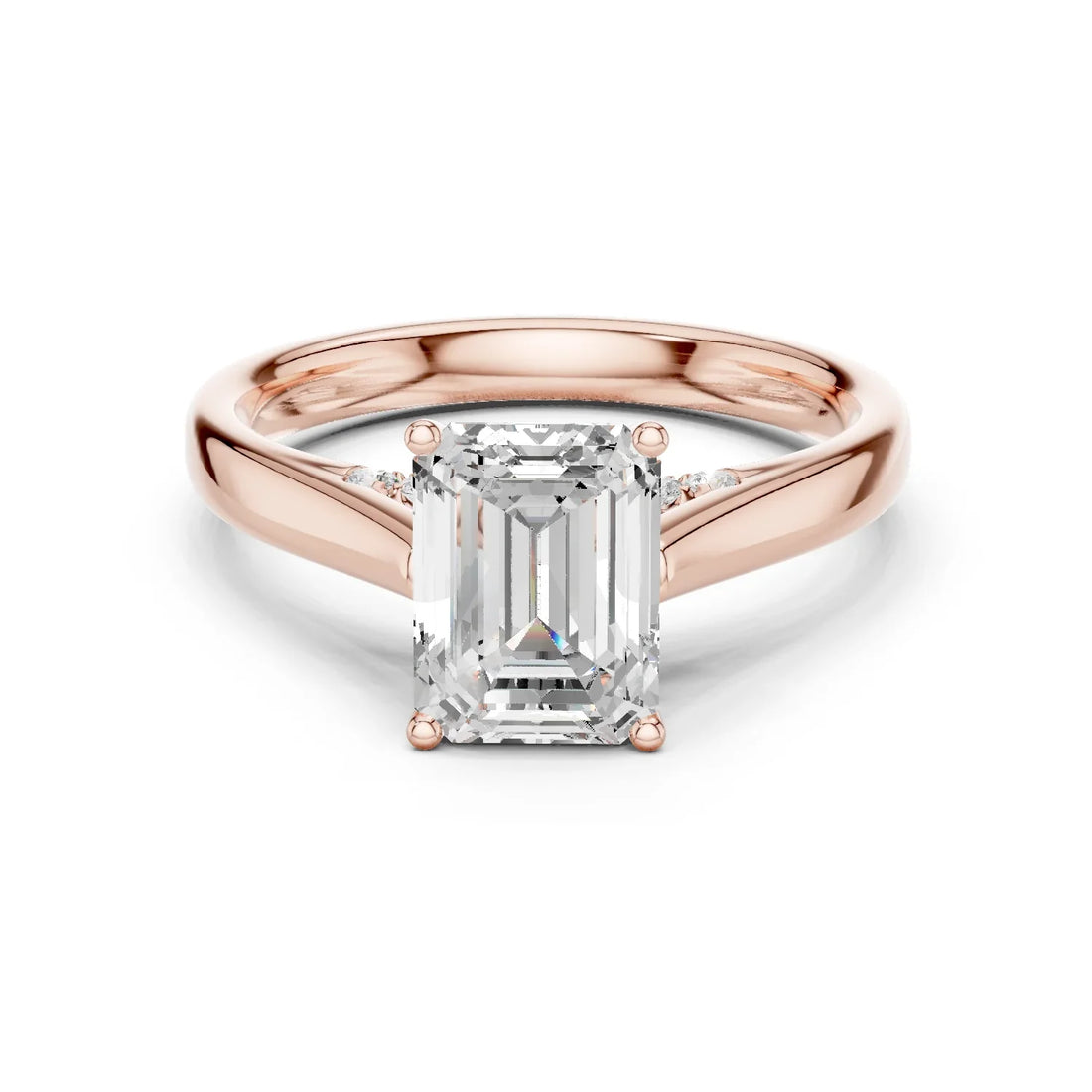 Emerald Cut Diamond Cathedral Pave Engagement Ring