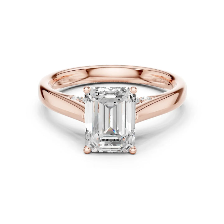 Emerald Cut Diamond Cathedral Pave Engagement Ring