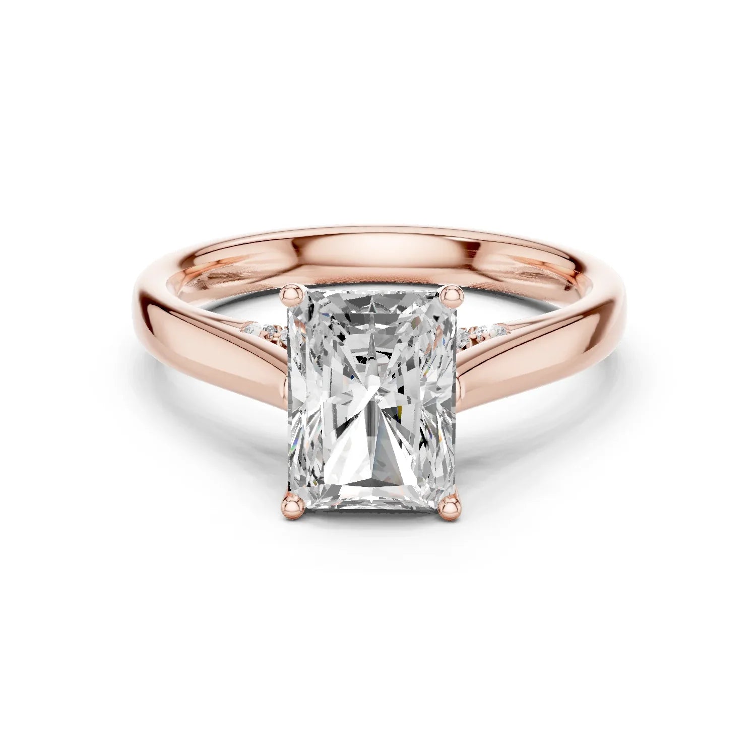 Radiant Cut Diamond Cathedral Pave Engagement Ring