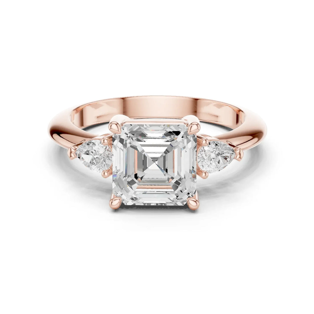 Asscher Diamond Solitaire Engagement Ring with Hidden Side Accent
