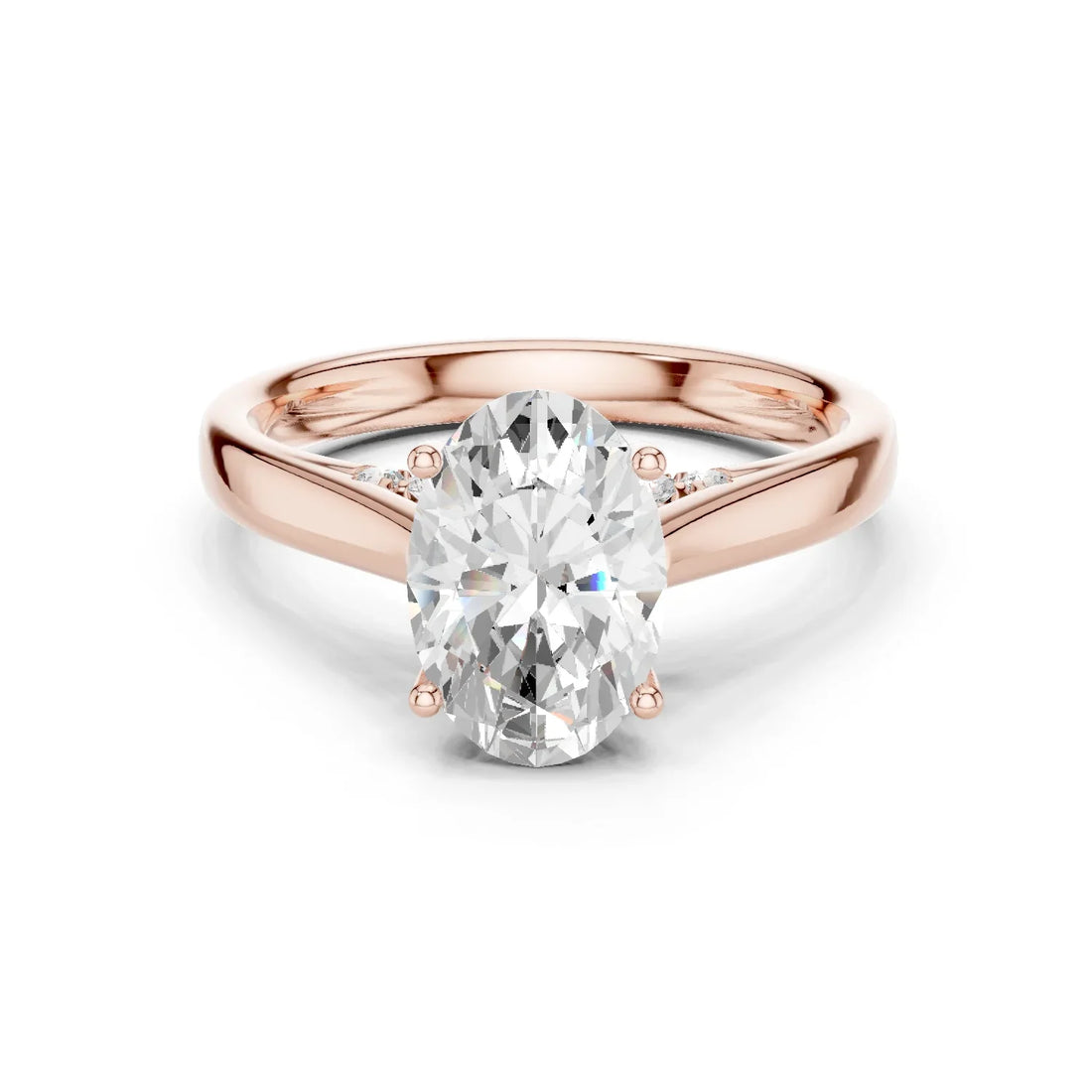 Oval Cut Diamond Cathedral Pave Engagement Ring