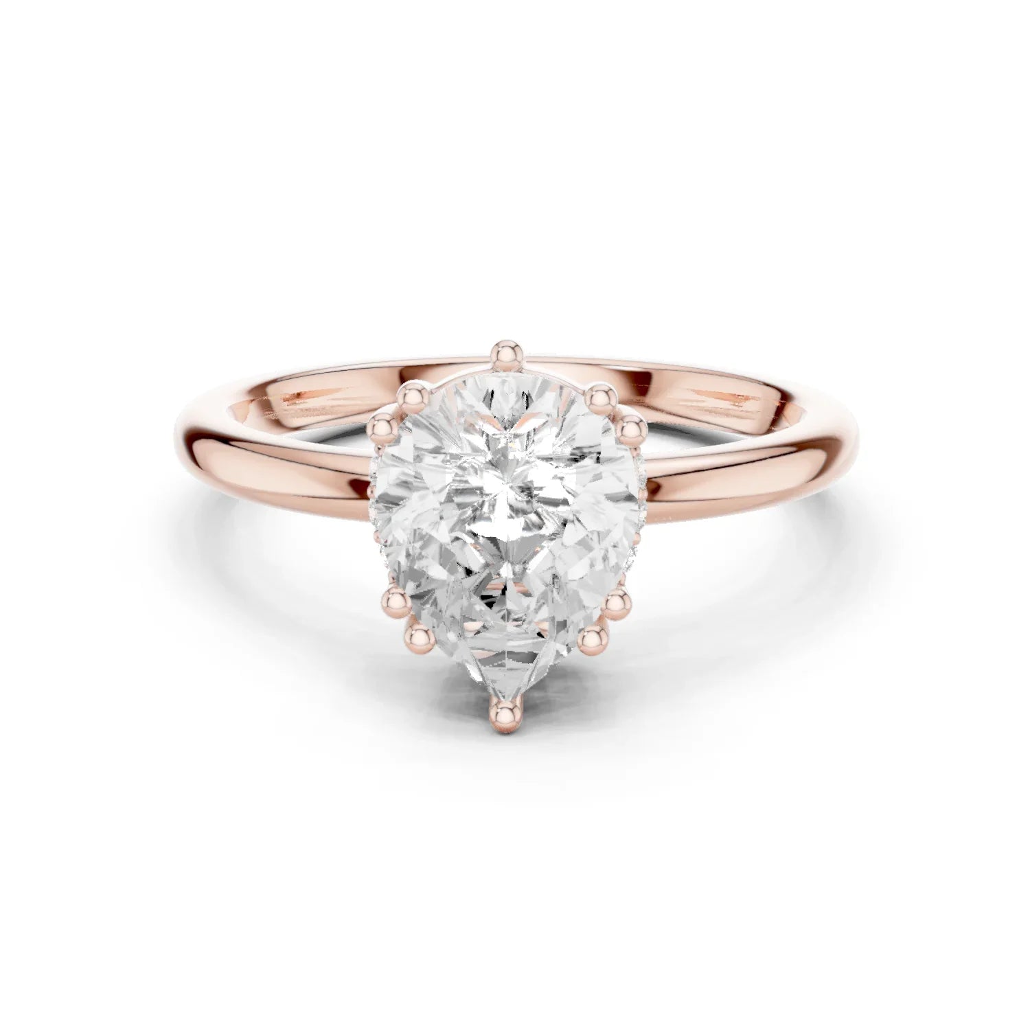 Pear Cut Diamond Solitaire Engagement Ring with Hidden Accent Diamonds