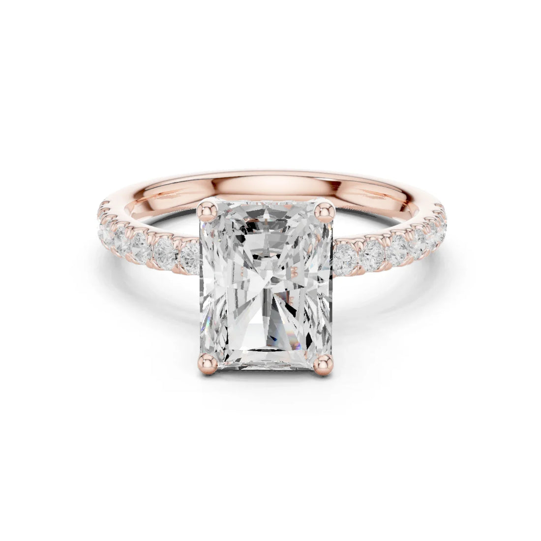 Radiant Diamond Engagement Ring With Pave Band