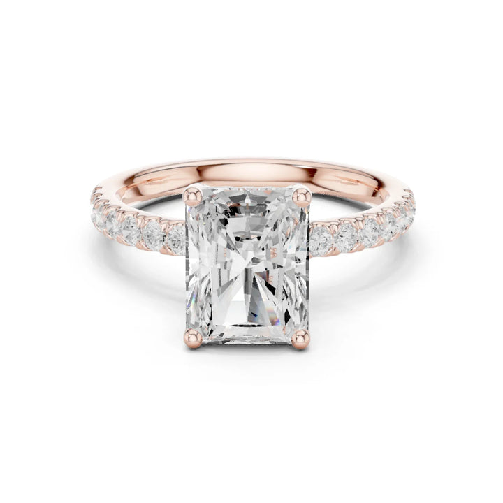 Radiant Diamond Engagement Ring With Pave Band