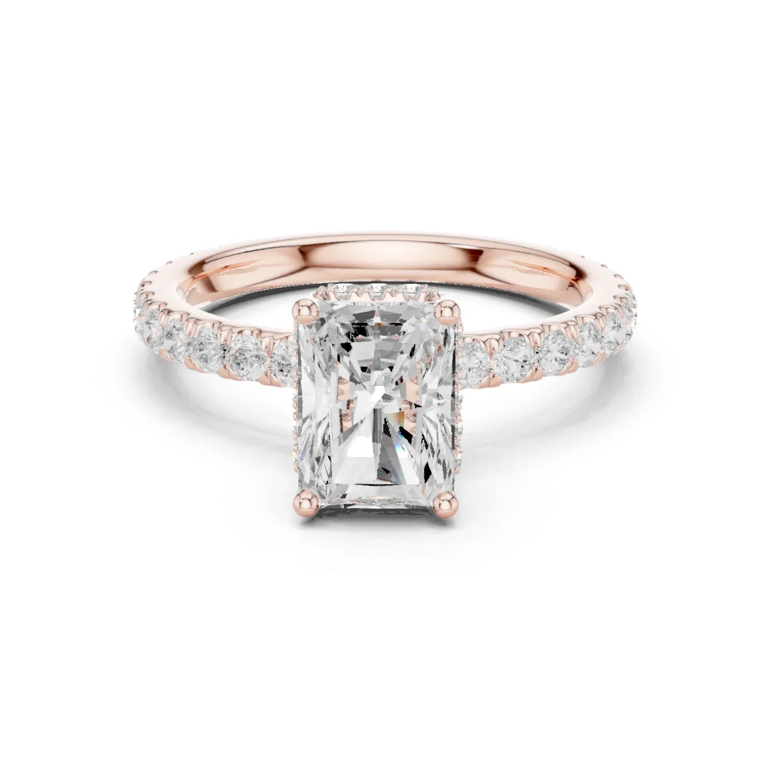 Radiant Cut Diamond Double Halo Pave Engagement Ring