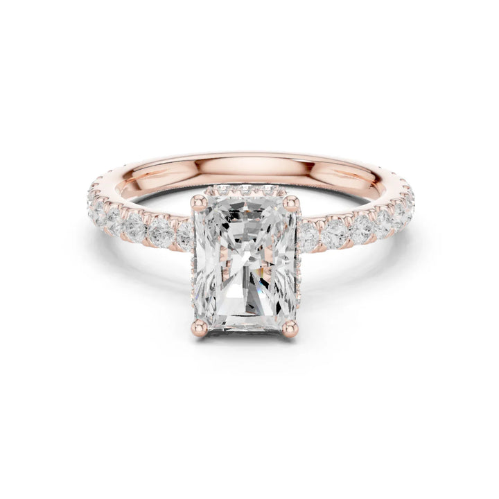 Radiant Cut Diamond Double Halo Pave Engagement Ring