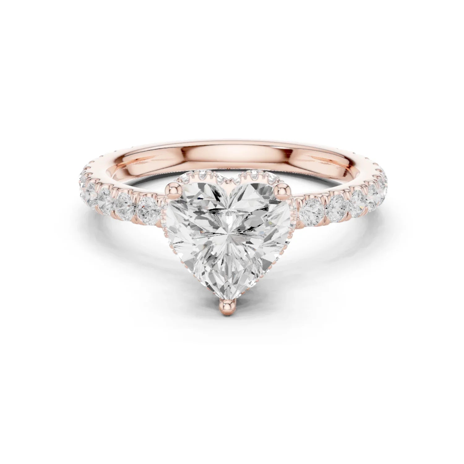 Heart Cut Diamond Double Halo Pave Engagement Ring