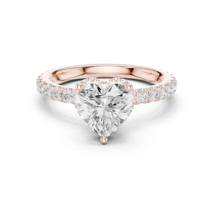Heart Cut Diamond Double Halo Pave Engagement Ring