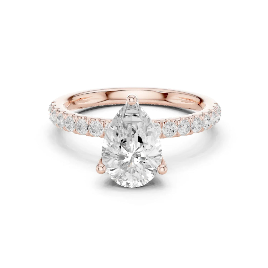 Pear Diamond Engagement Ring With Pave Band