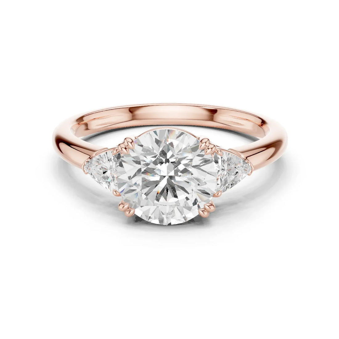 Trillion Side Diamond Round Shape Engagement Ring