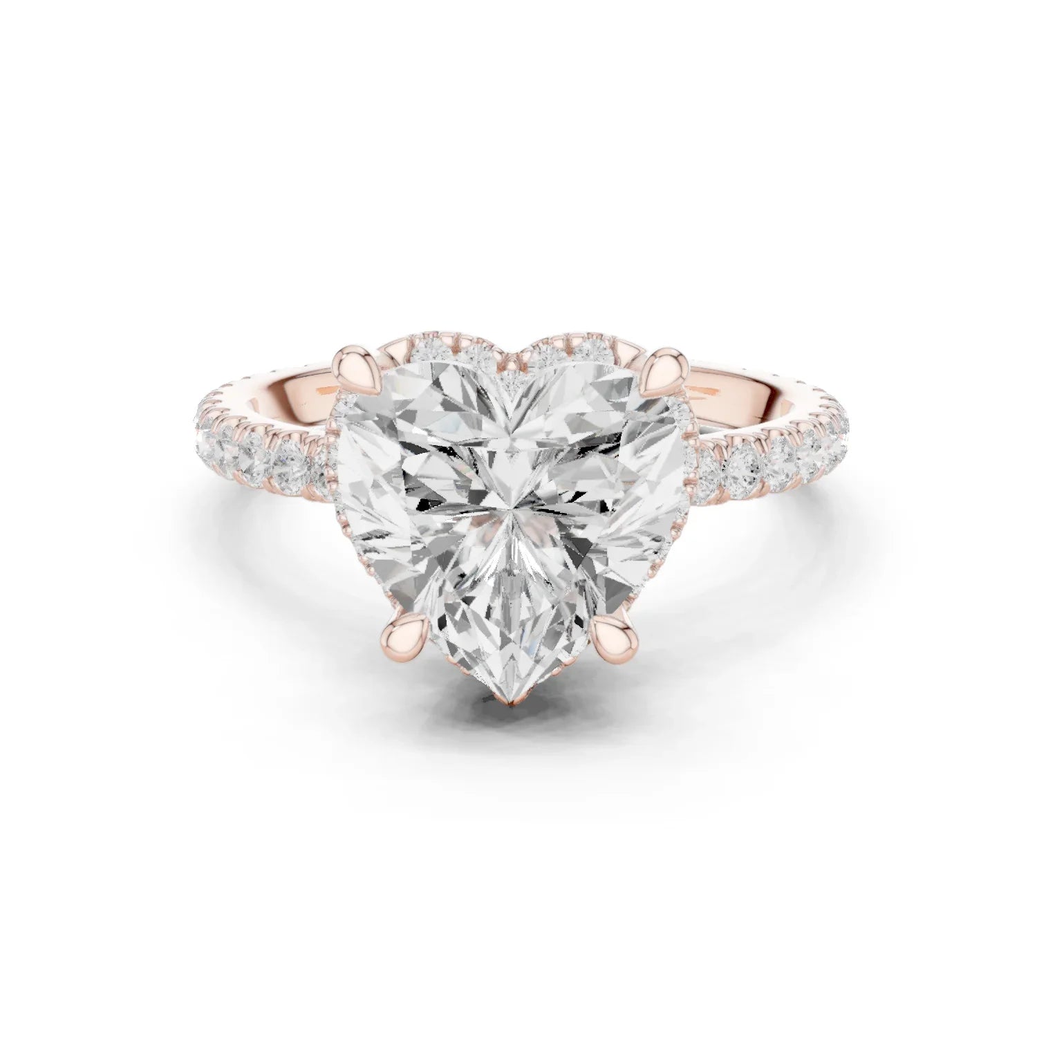 Heart Diamond Hidden Halo Engagement Ring
