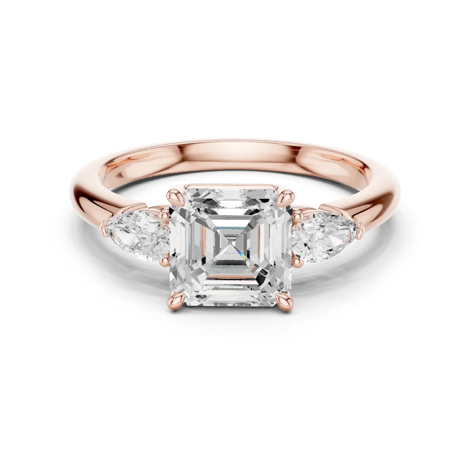 Asscher Cut Diamond Three-Stone Engagement Ring