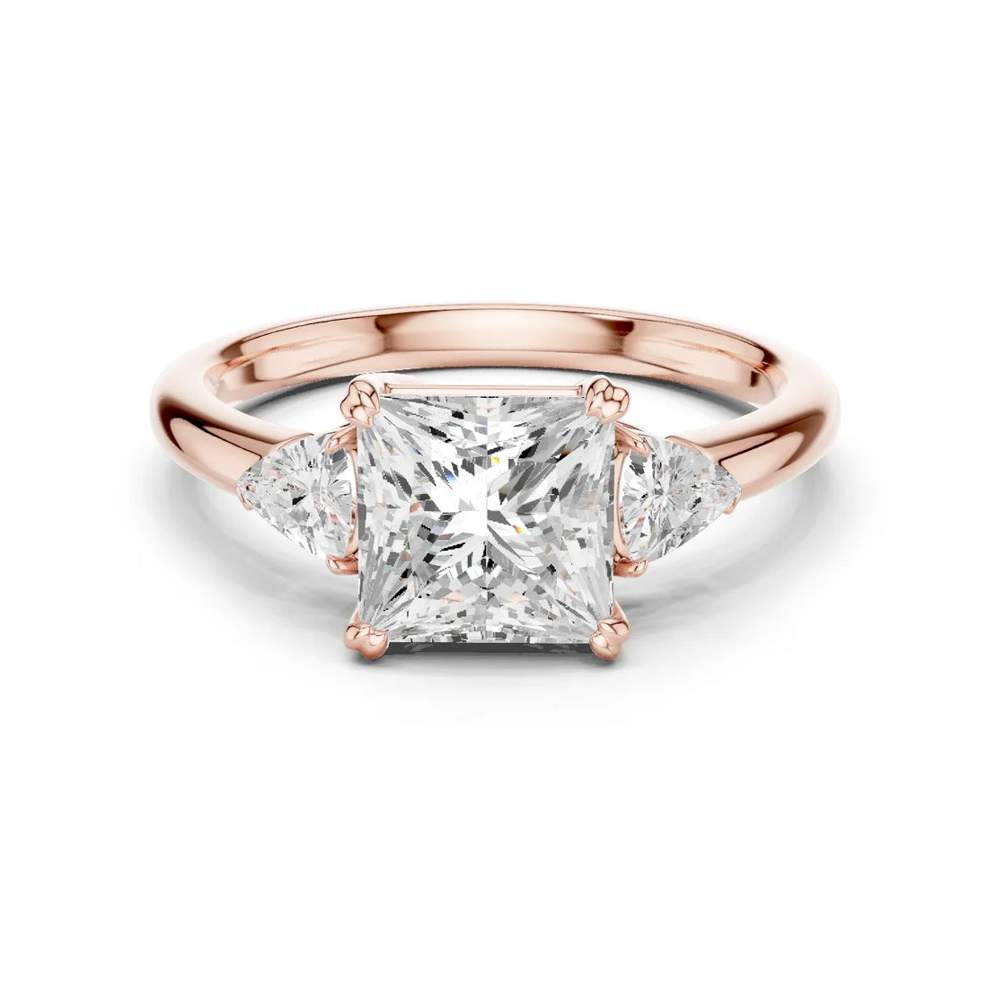 Trillion Side Diamond Princess Shape Engagement Ring