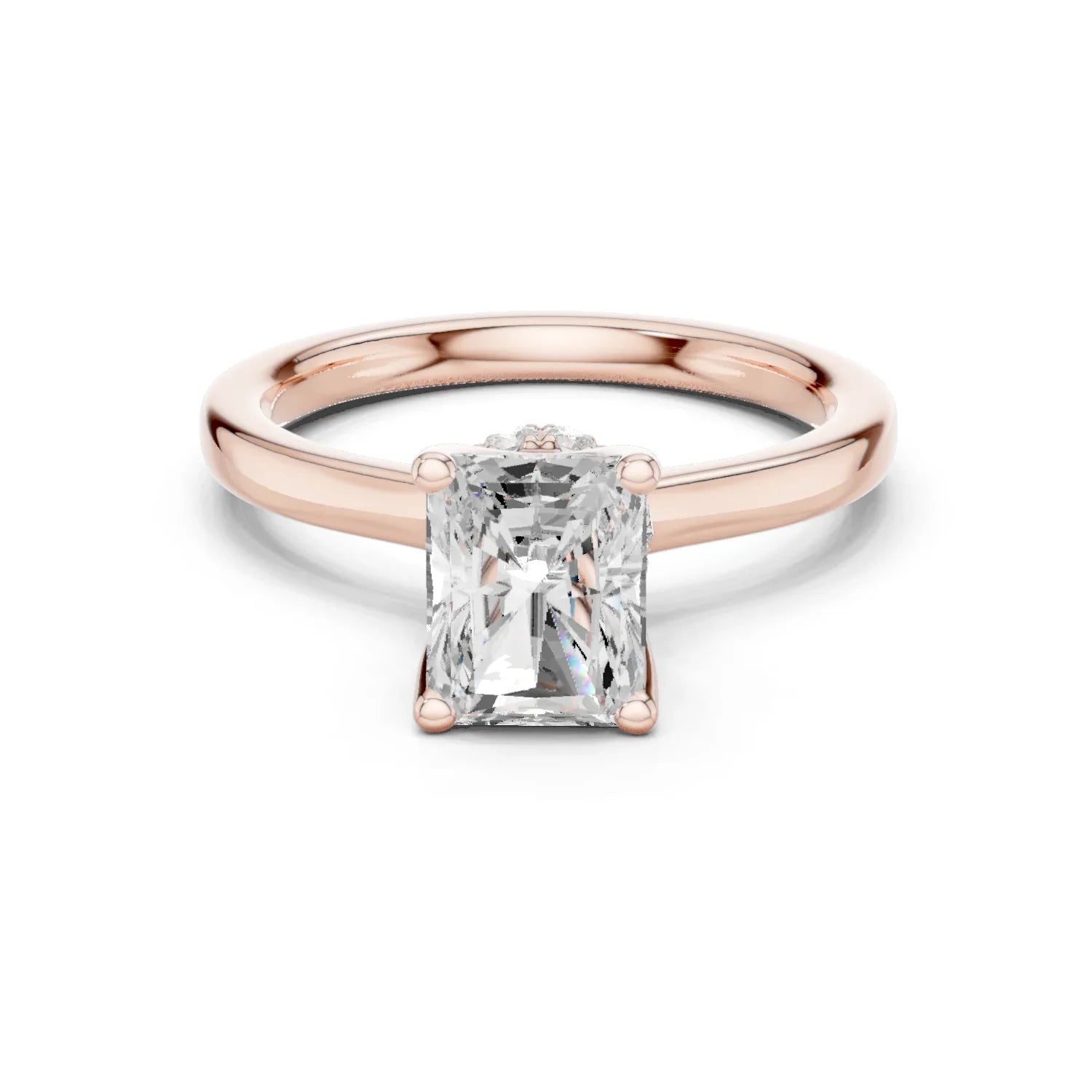 Radiant Shape Diamond Hidden Halo Engagement Ring